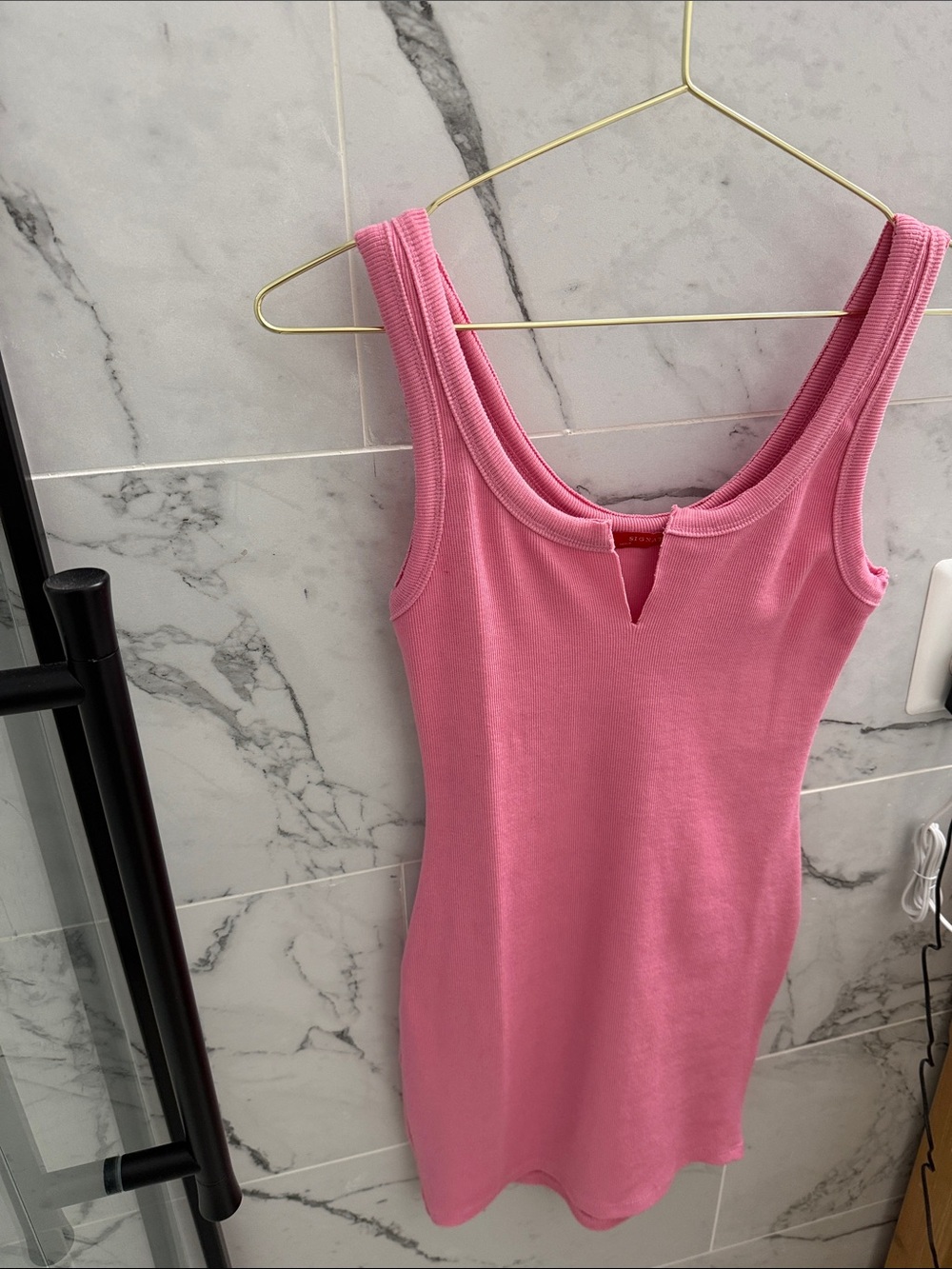Signature8 Pink Ribbed Mini Dress